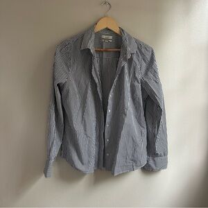 J Crew Slim Stretch Perfect Shirt in Grey & White Stripe Size L